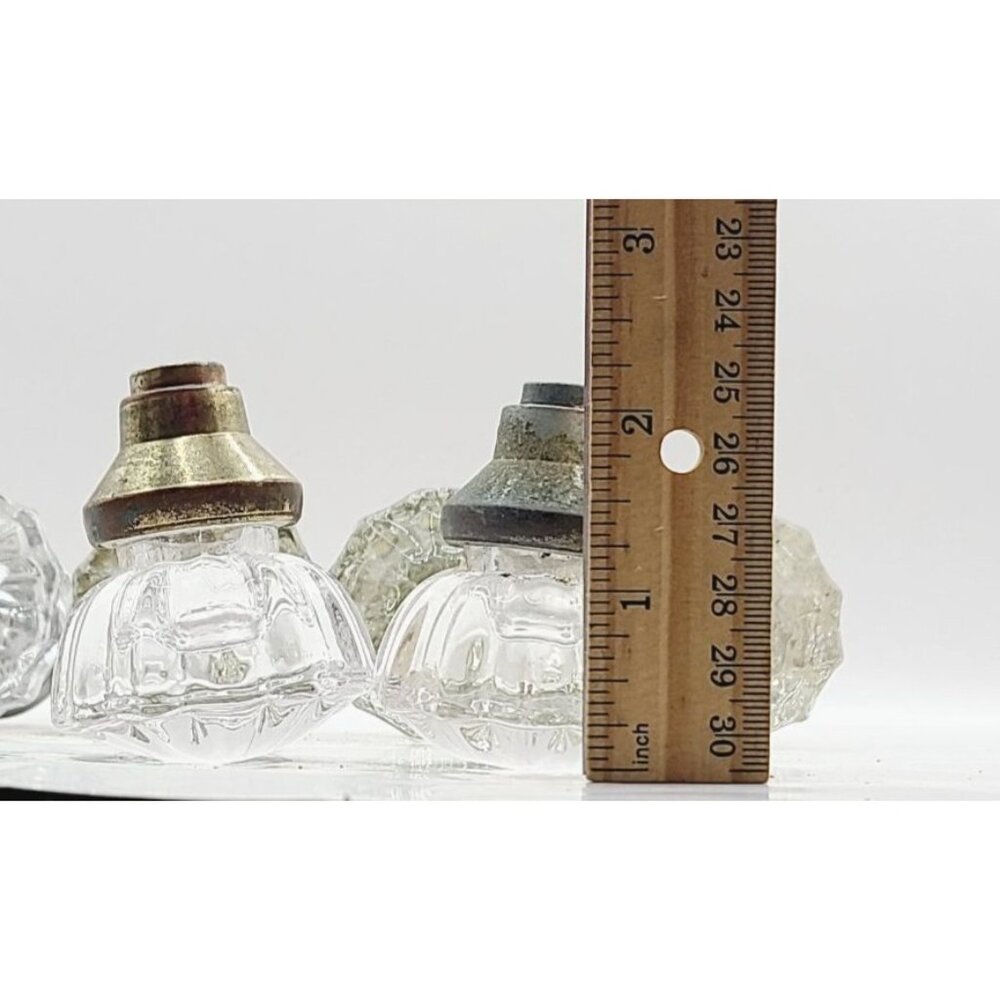 Antique Glass Brass Door Knobs Octagonal Design Architectural Salvage Set of 7 - Picture 7 of 9